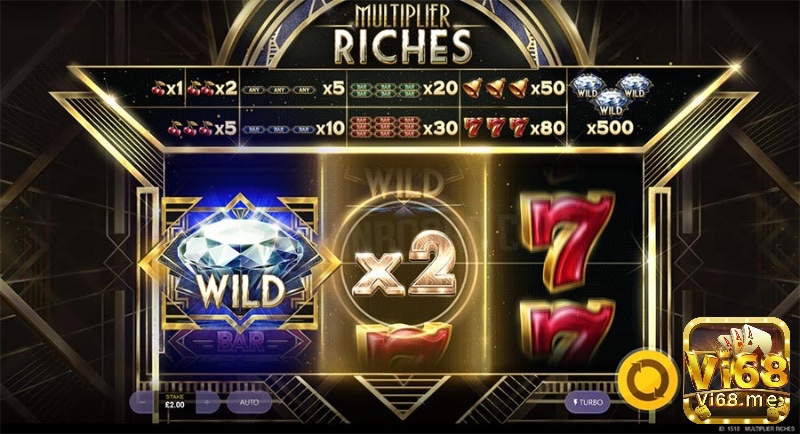 Giao diện chính của slot game Multiplier Riches cho người chơi mới